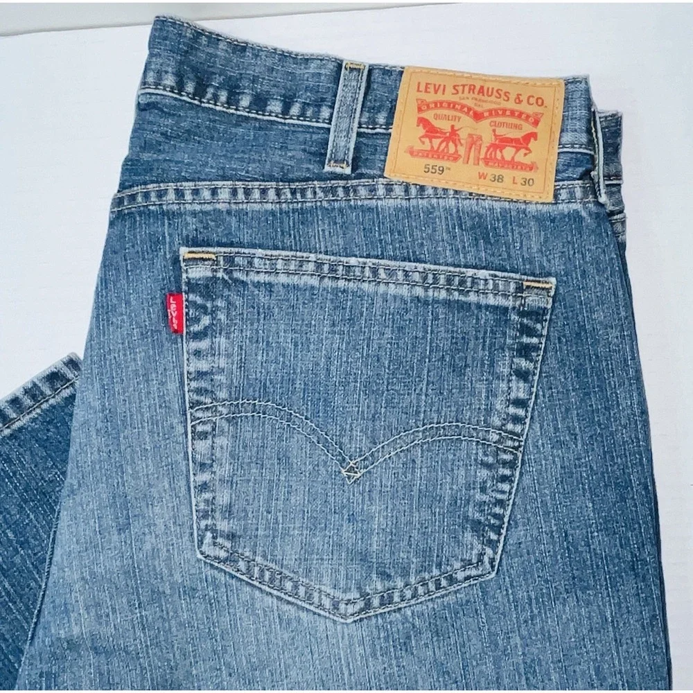 Levi's 559 Jeans Men's 38x30 Blue Relaxed Straight Fit Western Americana‎ Baggy