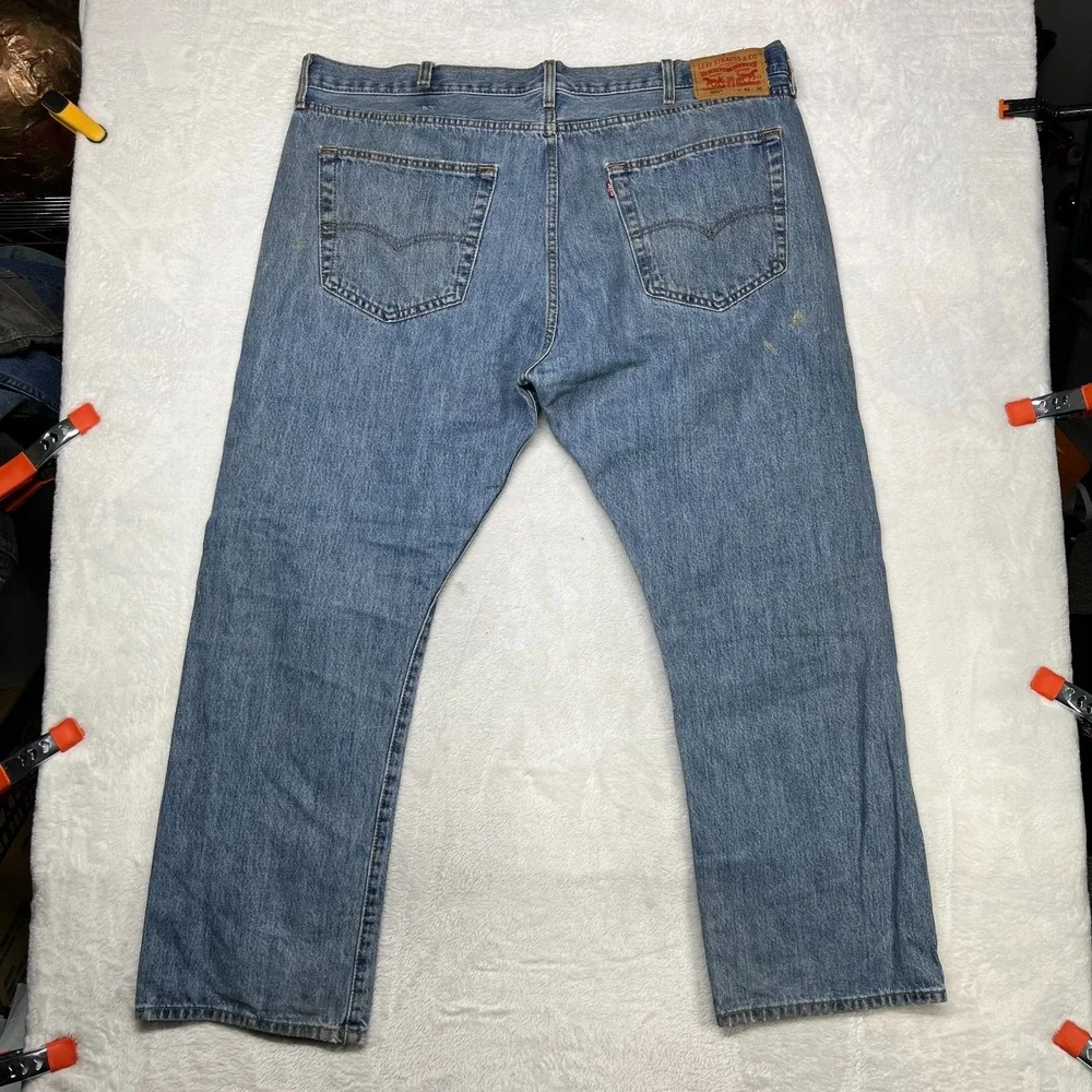 Levi's 501 Jeans Blue Denim‎ Mid Rise Classic Straight Button Fly 43X29 - Flaws