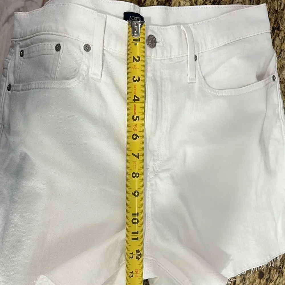J. Crew White High Waisted Raw Hem Denim Shorts Size 31
