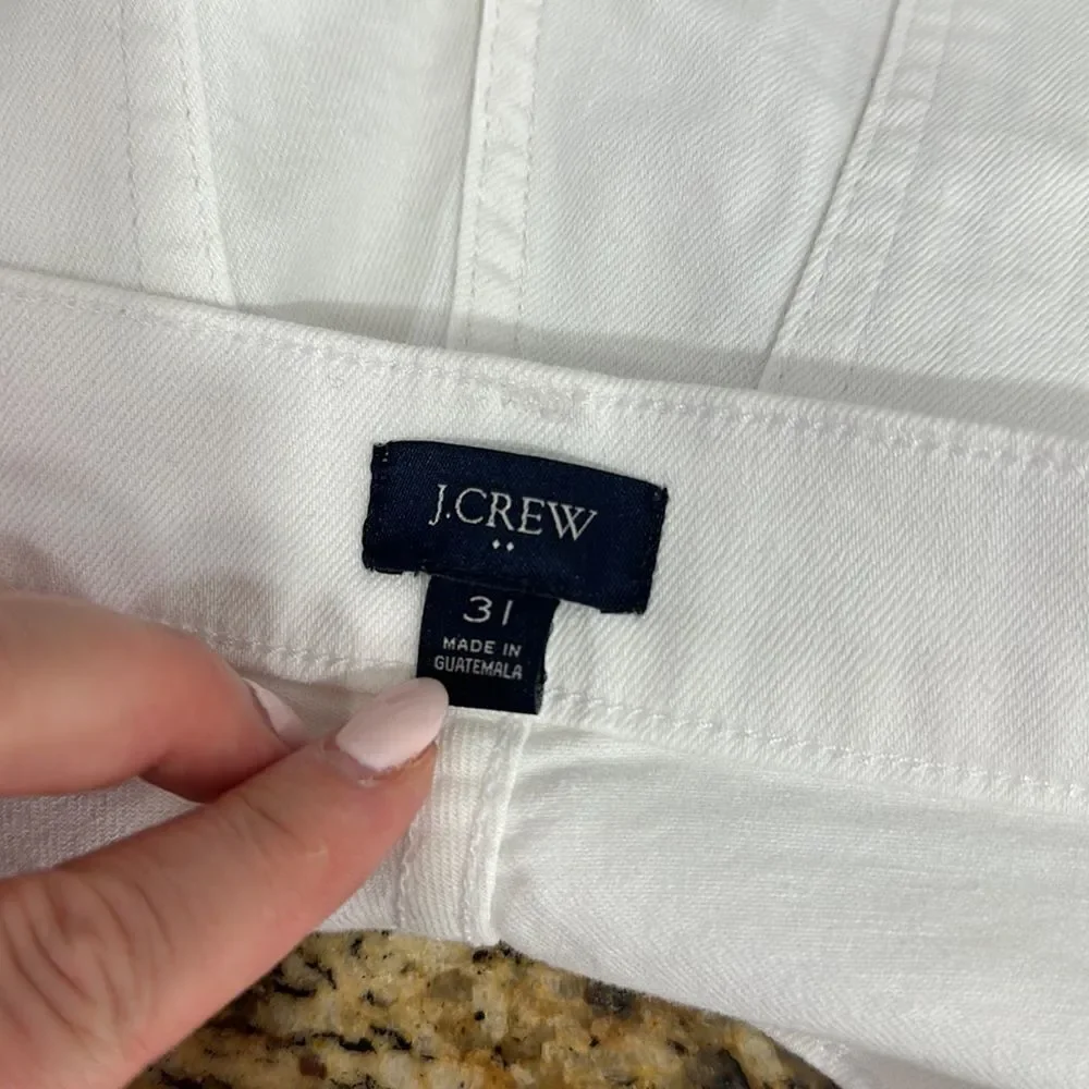 J. Crew White High Waisted Raw Hem Denim Shorts Size 31