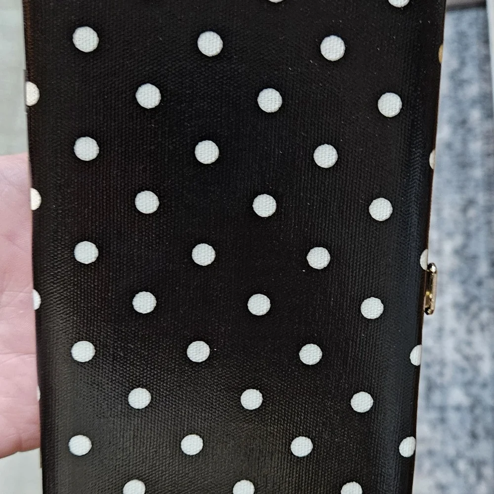 Mossimo Hard Case Wallet Black White Polka Dot New approx 7.5 x 4.5