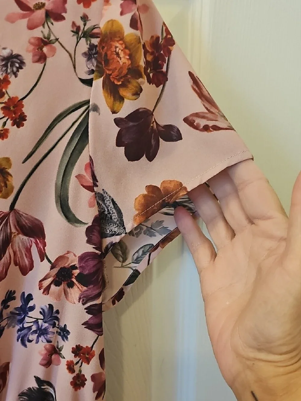 J. Crew Blush Floral Dress with Navy and Mustard Accents
