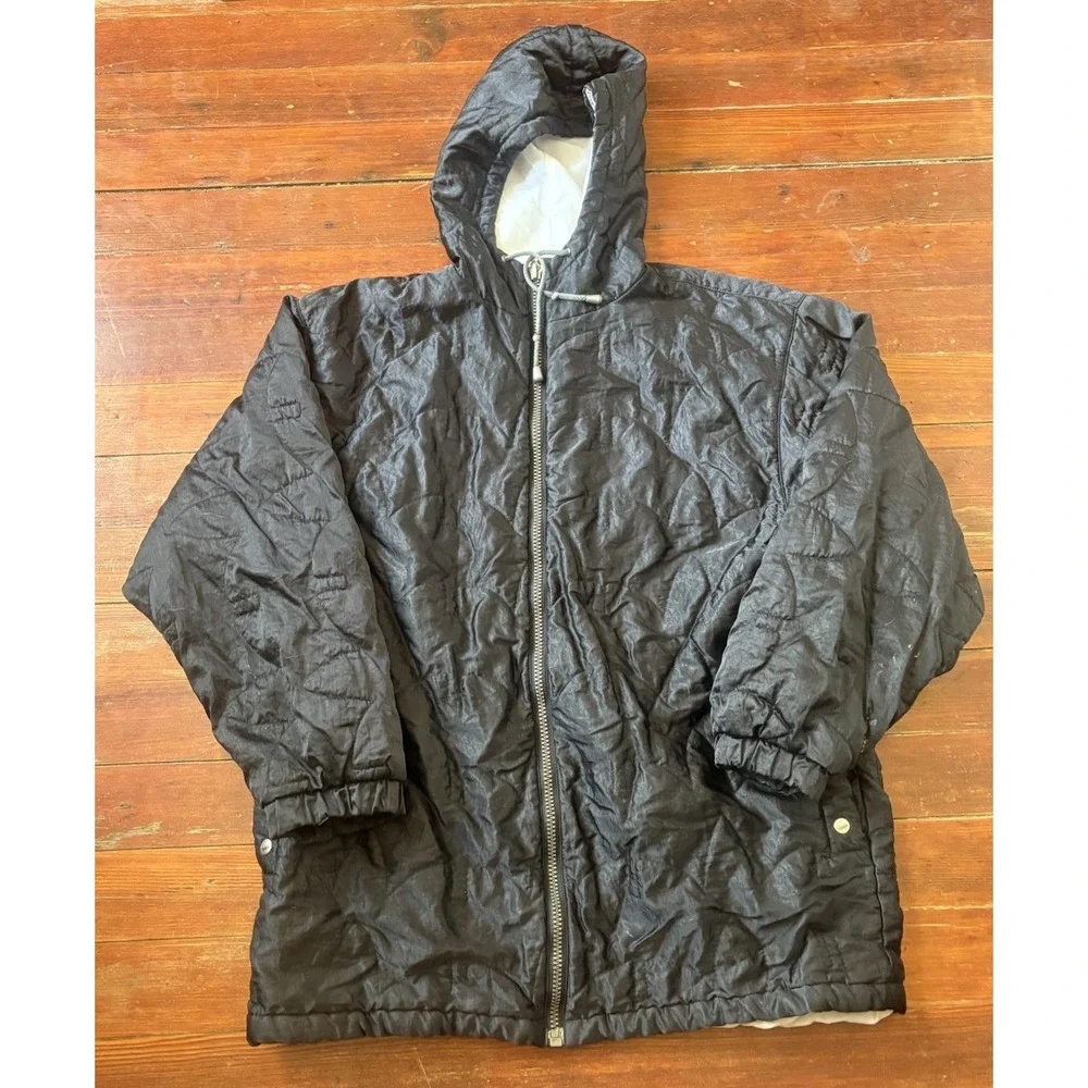 Vtg.‎ Adidas Reversible Lined Windbreaker Puffer Jacket Mens Medium Black  Y2K