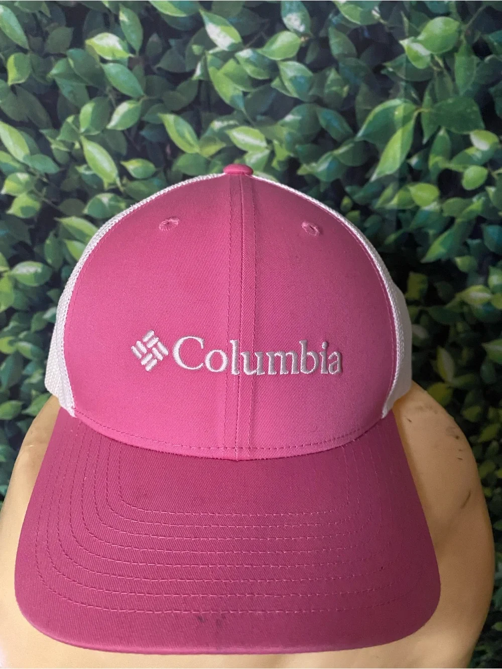 Columbia Hot Pink and White Mesh Trucker Cap