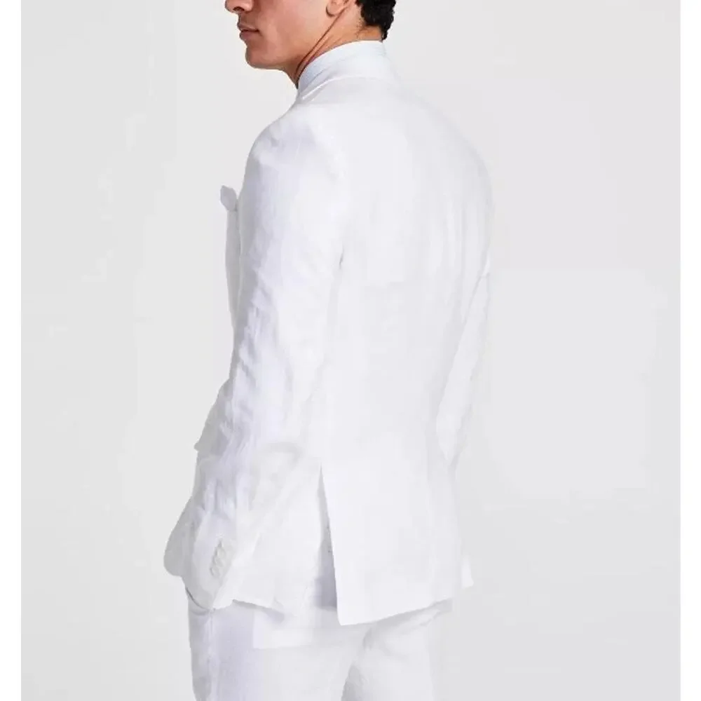 Bar III Men's White Linen Summer Casual Slim-Fit Formal Suit Jacket Size 44L
