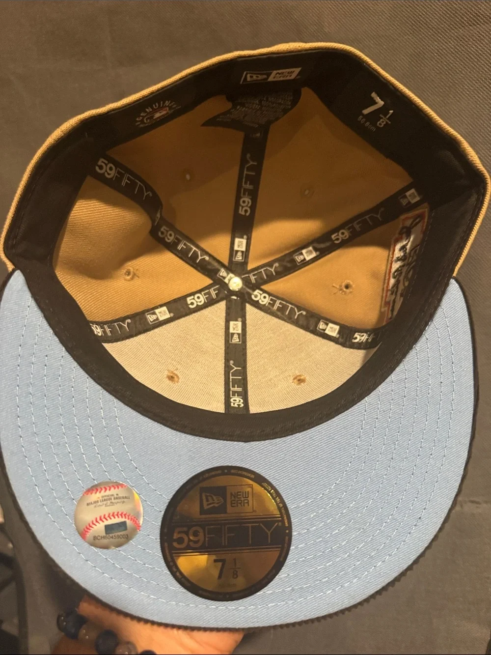 Men's Two-Tone Tan and Black Baseball Cap with Embroidered Jackie Robinson patch