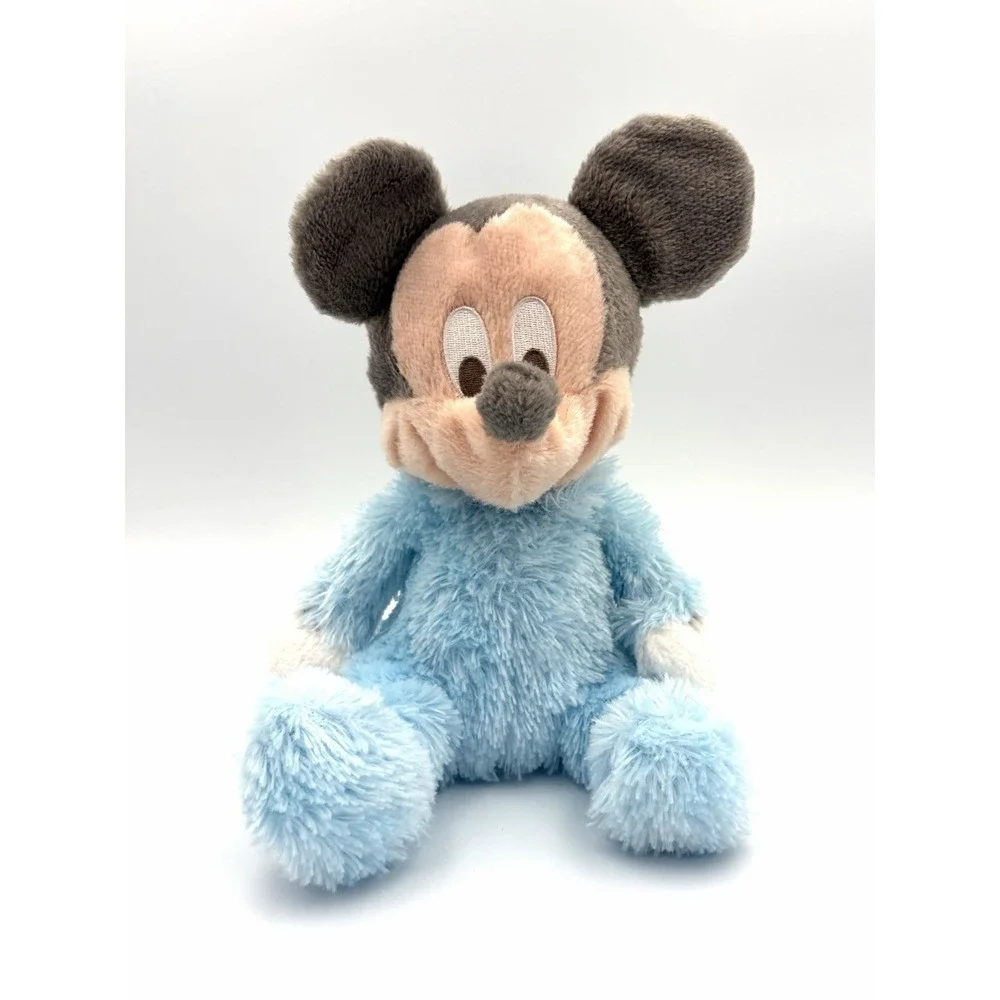 Disney Parks Baby Blue Mickey Mouse Plush Chime Rattle Stuffed Animal 9