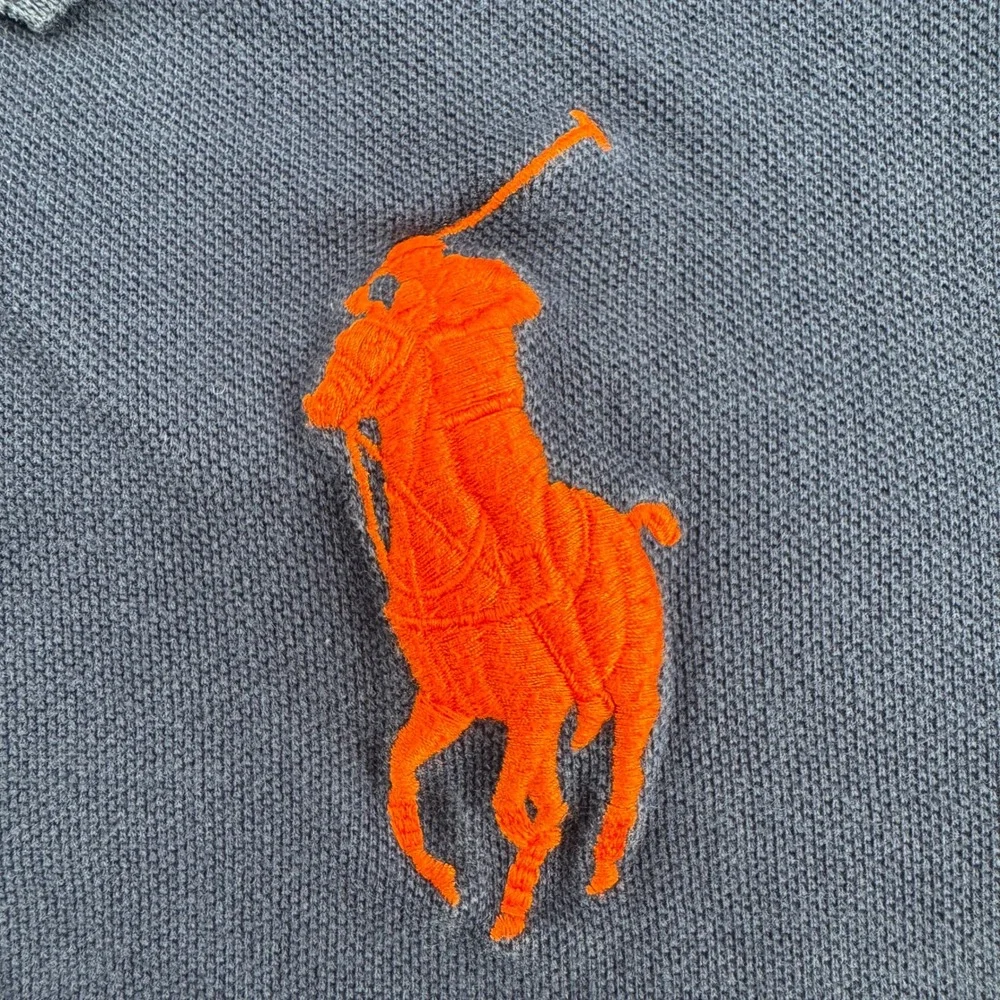 Ralph Lauren Mens Big Pony Polo Shirt Navy Blue Orange XL Short Sleeve Pique