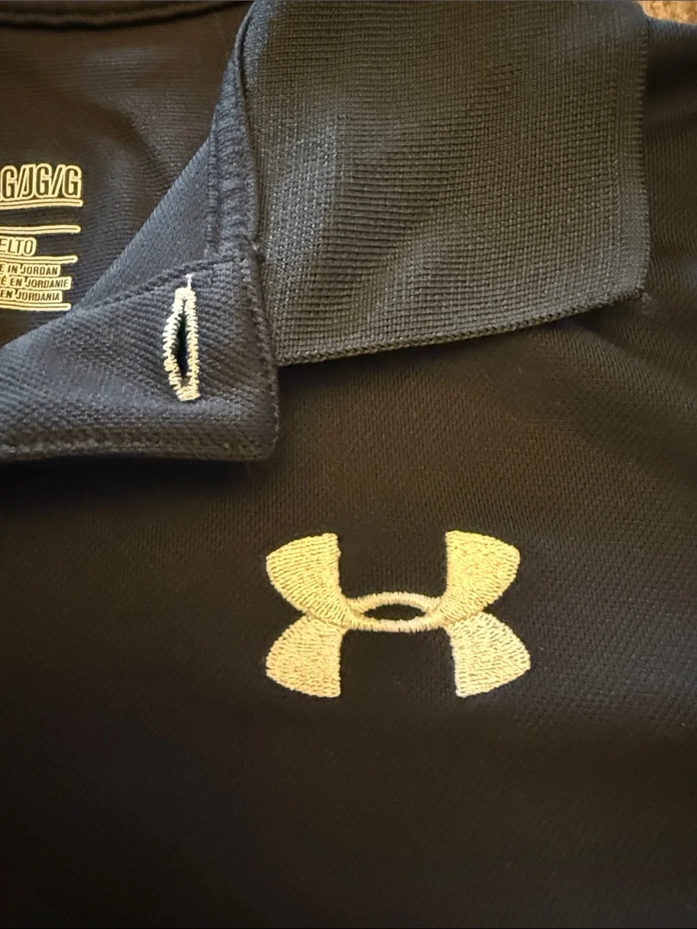 Under Armour Black Polo with White Logo - Kids