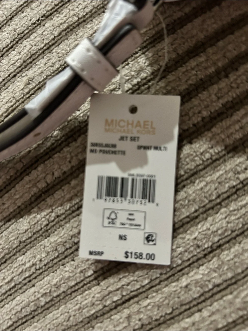 NWT Michael Kors Jet Set Medium Pochette White Airplane Print Shoulder Bag