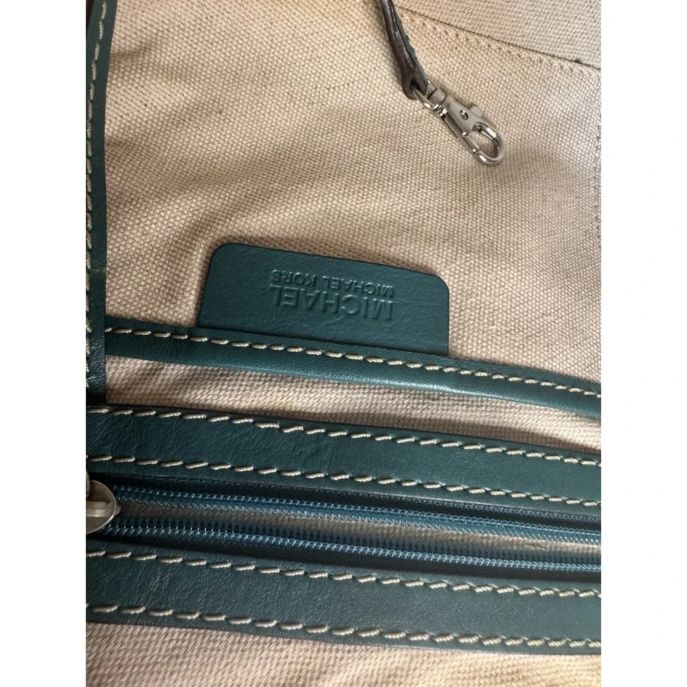 Michael Kors Leather Shoulder Handbag Purse Teal Green With MK Hangtag