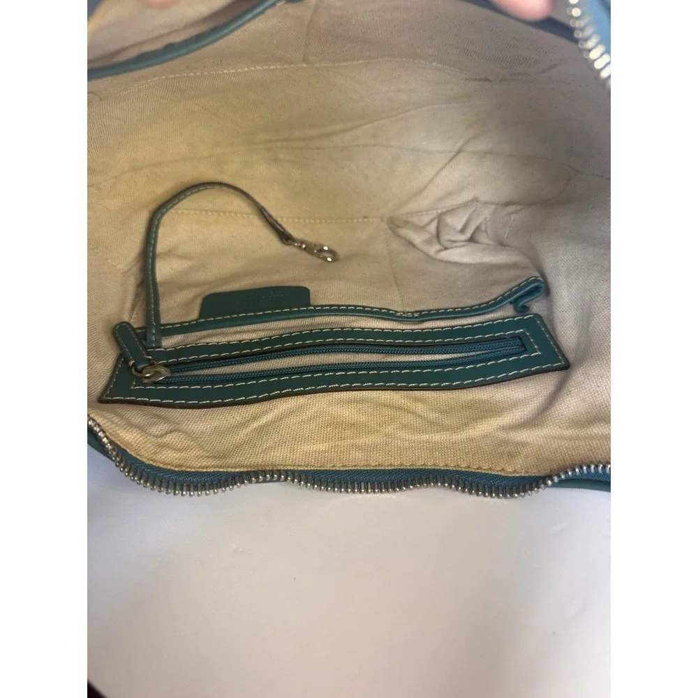 Michael Kors Leather Shoulder Handbag Purse Teal Green With MK Hangtag