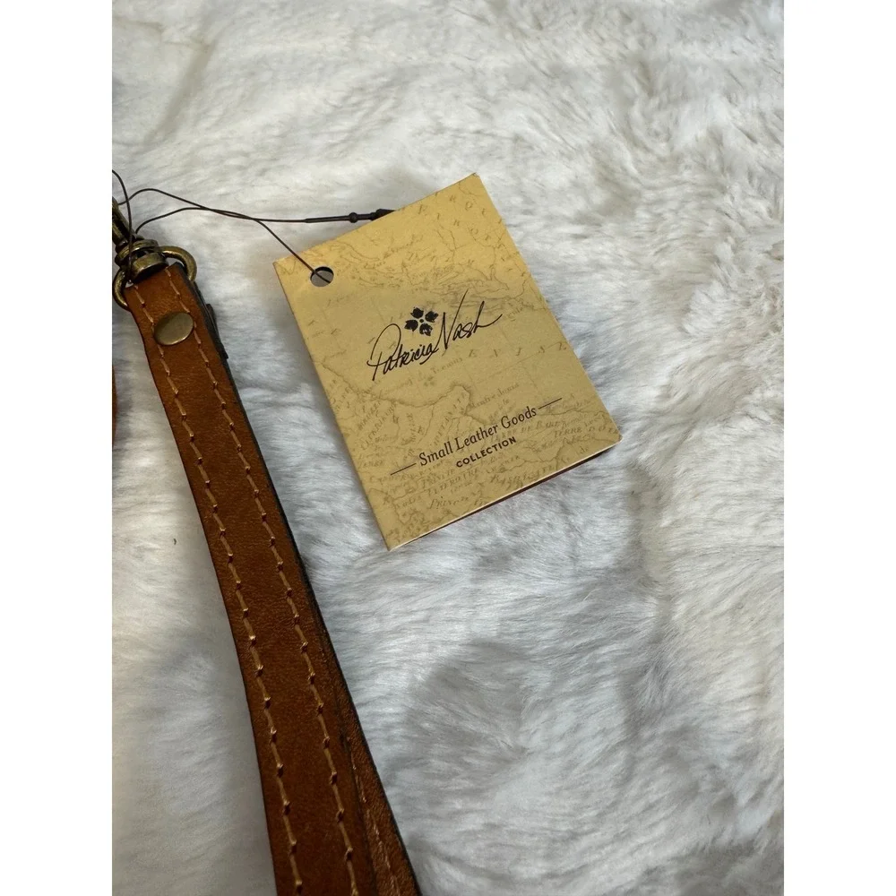 Patricia Nash Embossed Brown Leather Wristlet Clutch