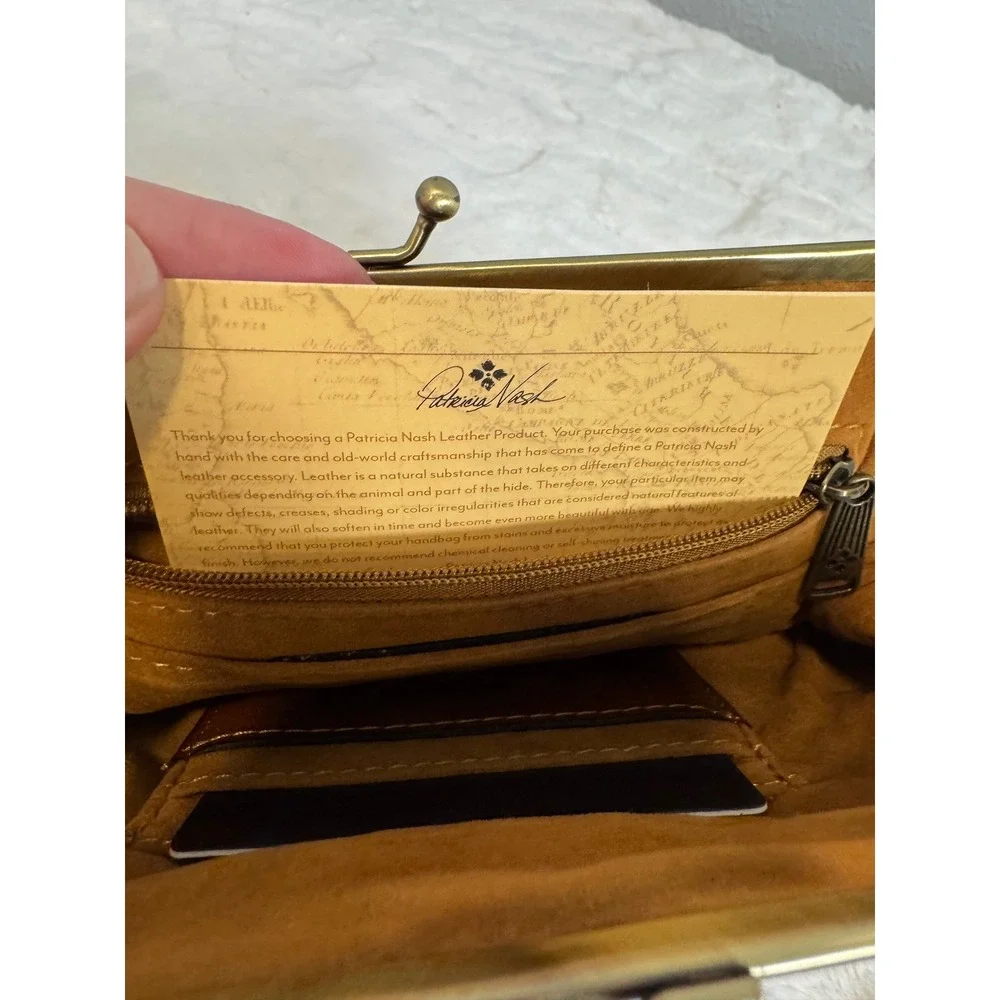 Patricia Nash Embossed Brown Leather Wristlet Clutch
