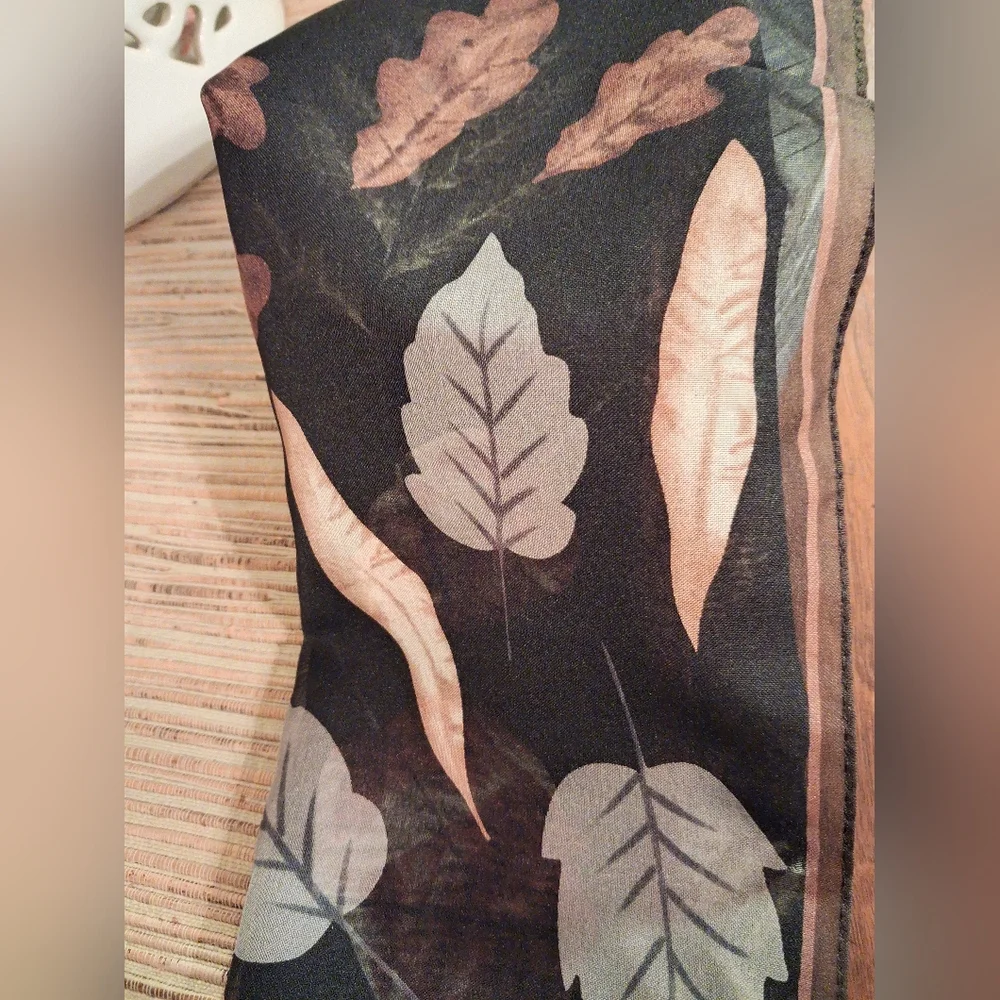 Black Scarf with Leaf Pattern