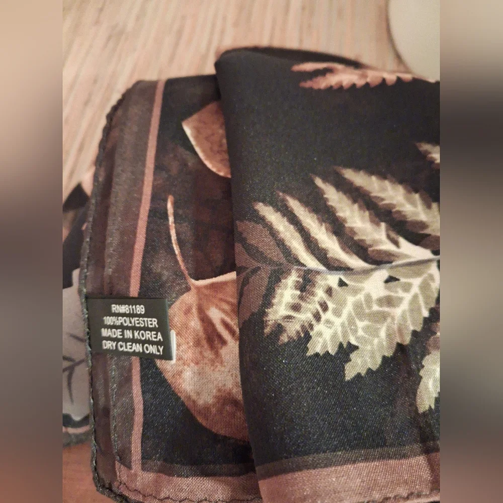 Black Scarf with Leaf Pattern