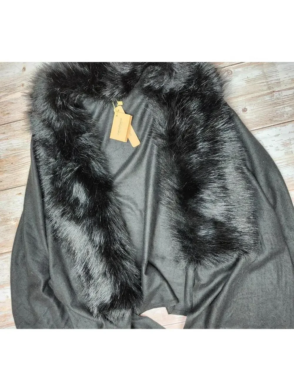 NWT Justin & Taylor Fringed Shawl Black - Flawed - See photos