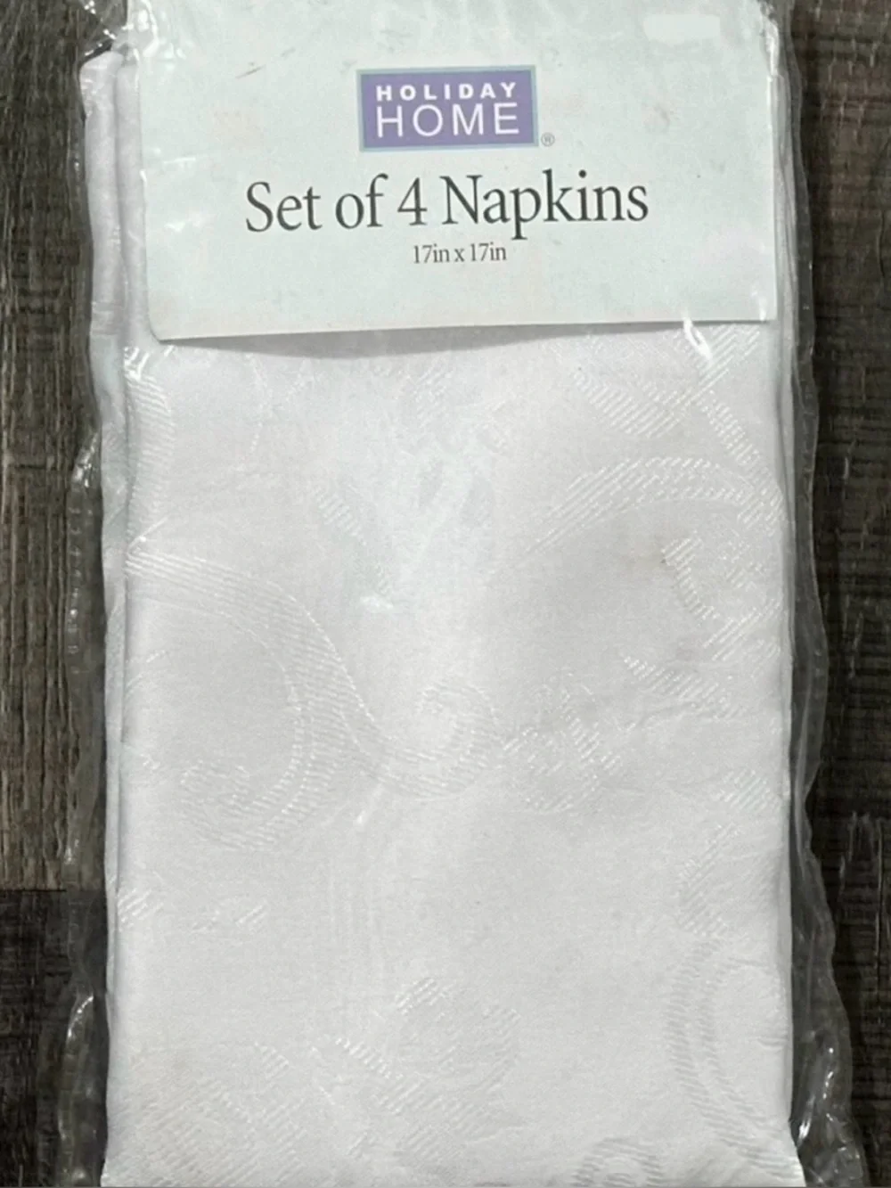 💞 New Set of 4 White 17”x17” Antoinette Damask Cloth Dinner Napkins Table Linens