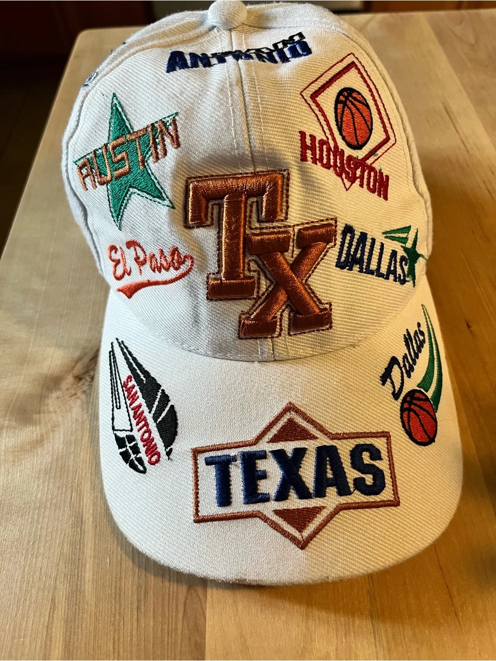 White Texas Embroidered Baseball Cap - Multi-City Designs