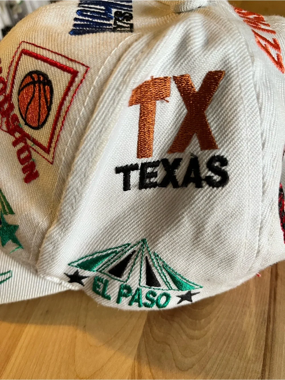 White Texas Embroidered Baseball Cap - Multi-City Designs