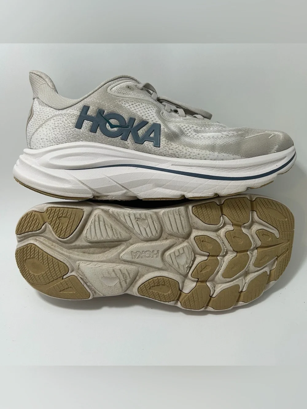Hoka Neutral Running Sneakers in Beige and Navy
