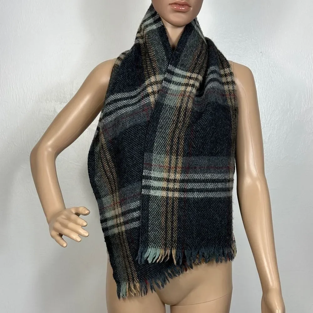 Handcraft Inc Vintage Plaid Scarf Woven In Scotland Of Shetland Wool