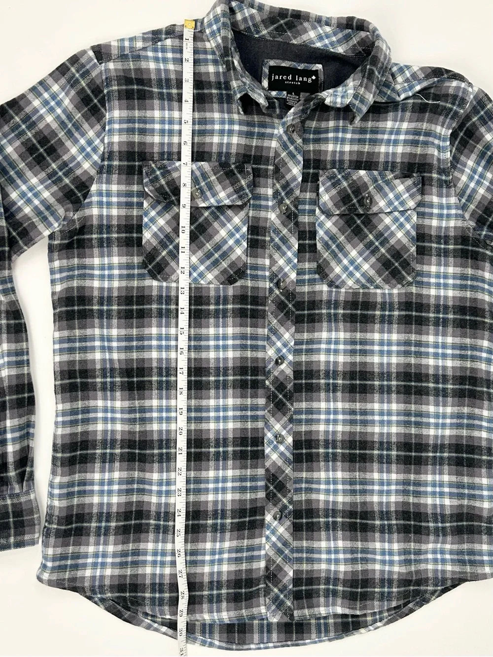Jared Lang Men’s Stretch Plaid Flannel Shirt L Button Up Soft Cotton