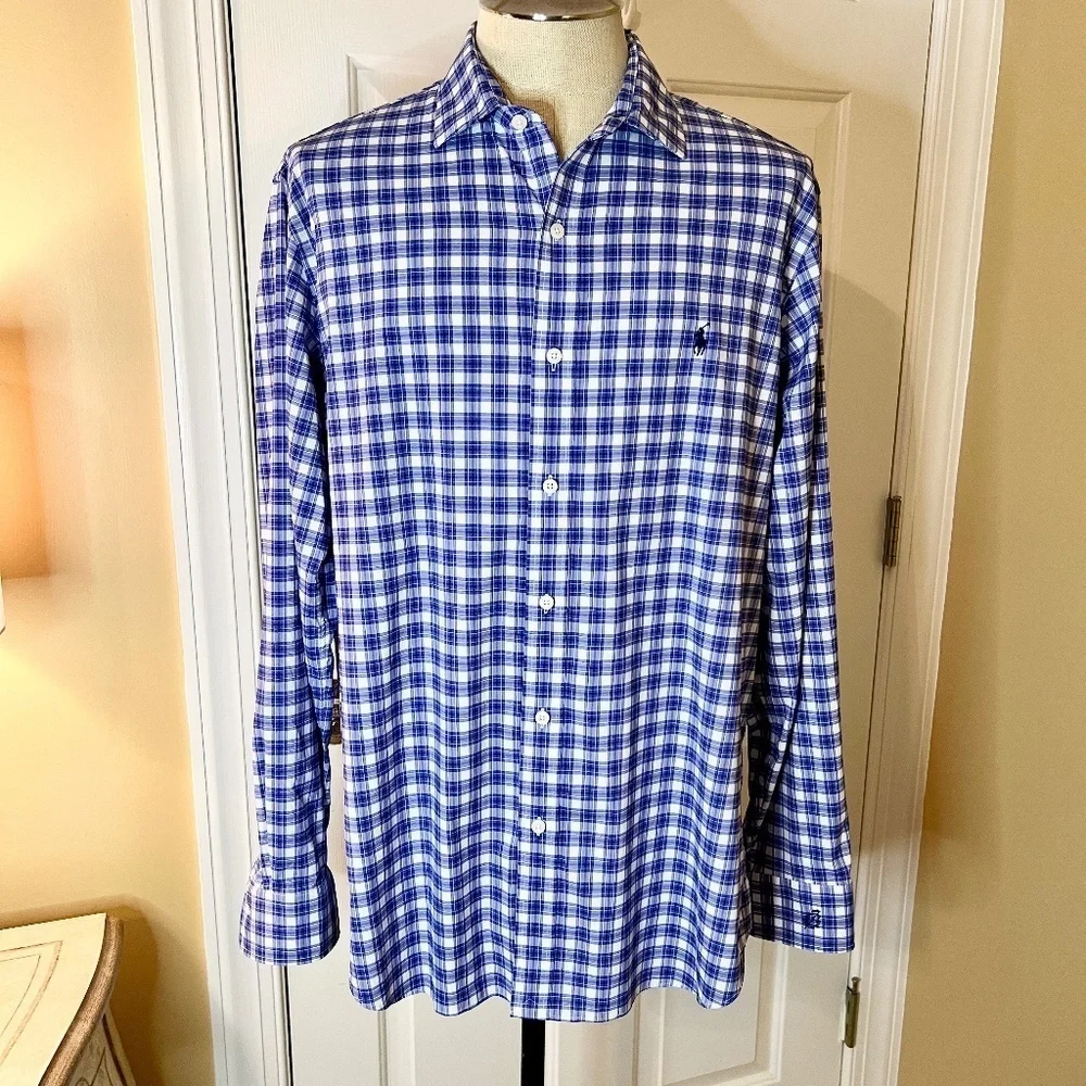 EUC Men's Polo Ralph Lauren Performance Button Front Shirt w/ Golf Logo Size XL