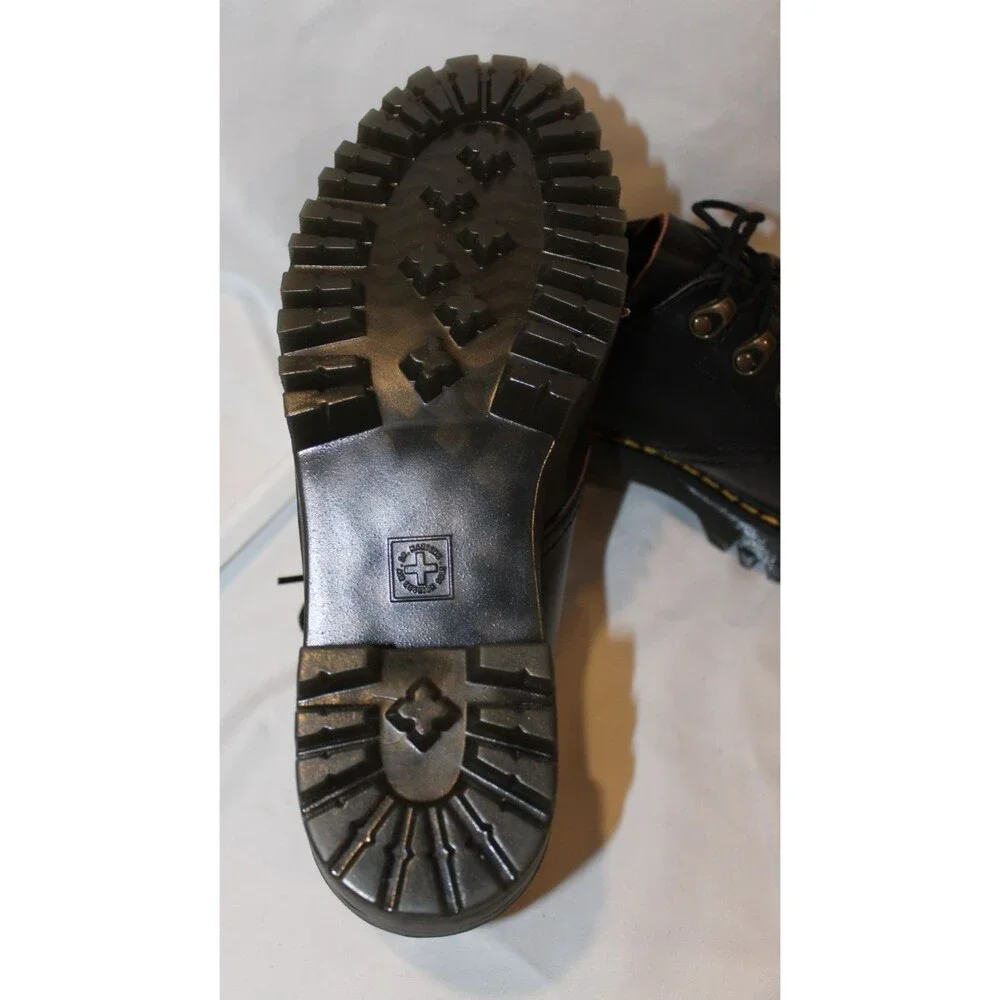 Dr‎ Martens Women LEONA Low Black Platform Shoes Oxford Size