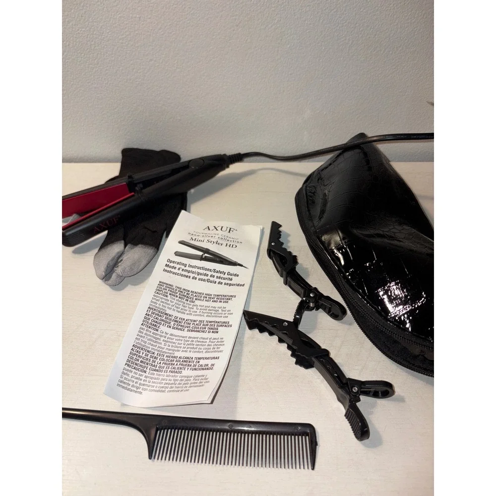 AXUF Mini Styler HD Flat‎ Iron Tourmaline Nano-Silver Technology Travel Size