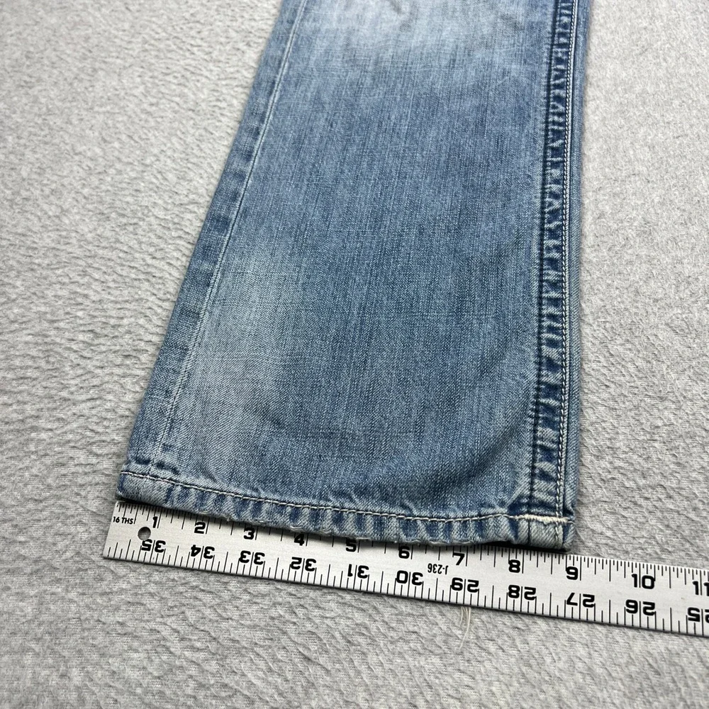 Affliction Grant Jeans Mens 34* Blue Embroidered Cross Pockets Straight Leg