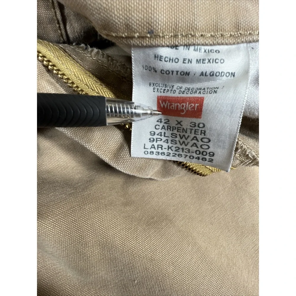 Wrangler Relaxed Fit Carpenter Jeans Work Durable Lightweight Mens SZ 42 x 30 US