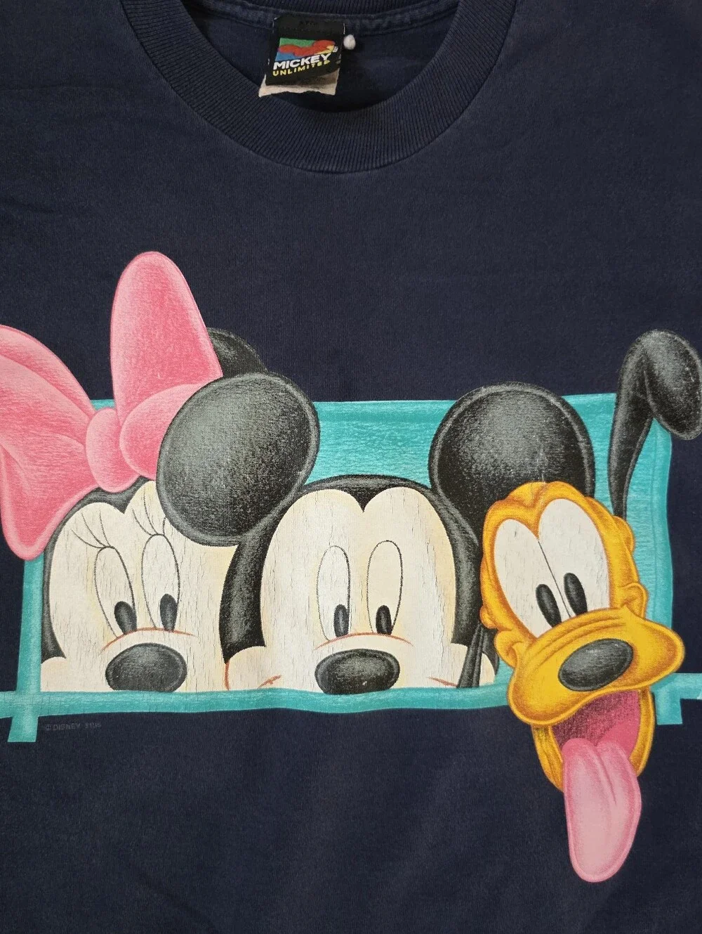 Disney Mickey Unlimited Minnie Mickey Mouse Pluto Adult Navy TShirt XL