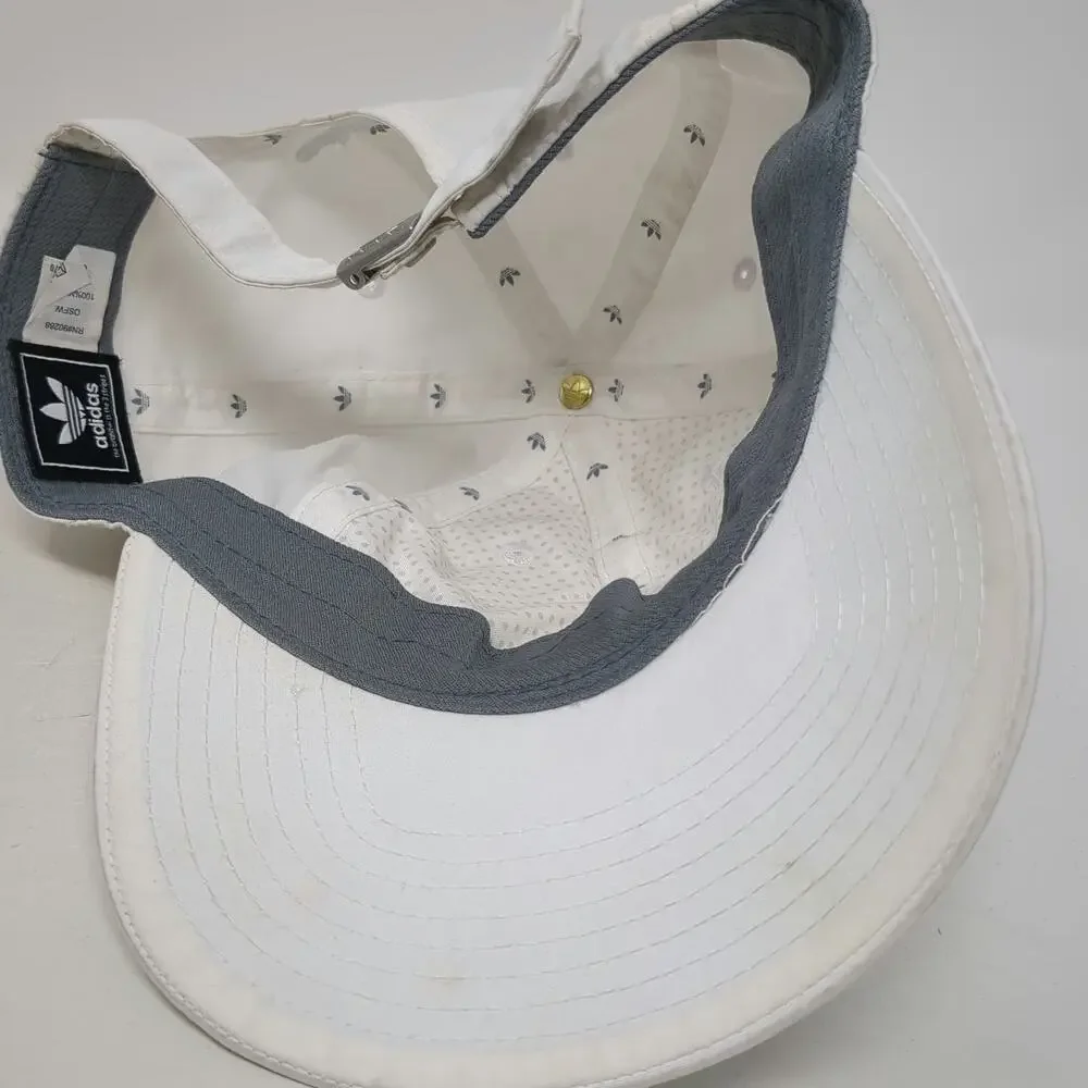 Adidas Baseball Cap White One Size Nylon Trefoil Logo Adjustable Hat Slideback