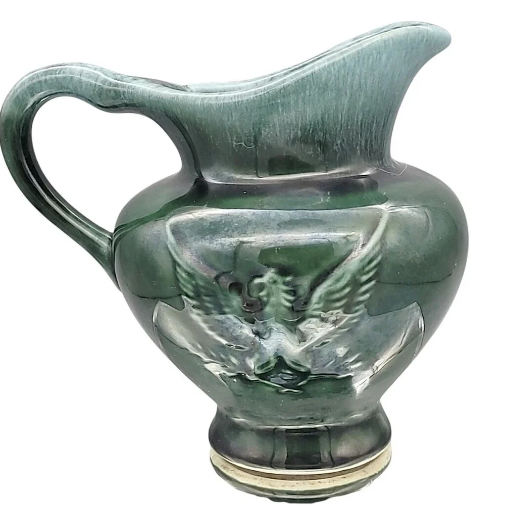 Hull Pottery Drip Glaze Eagle Small Pitcher‎ #F91 Green Vintage USA Americana