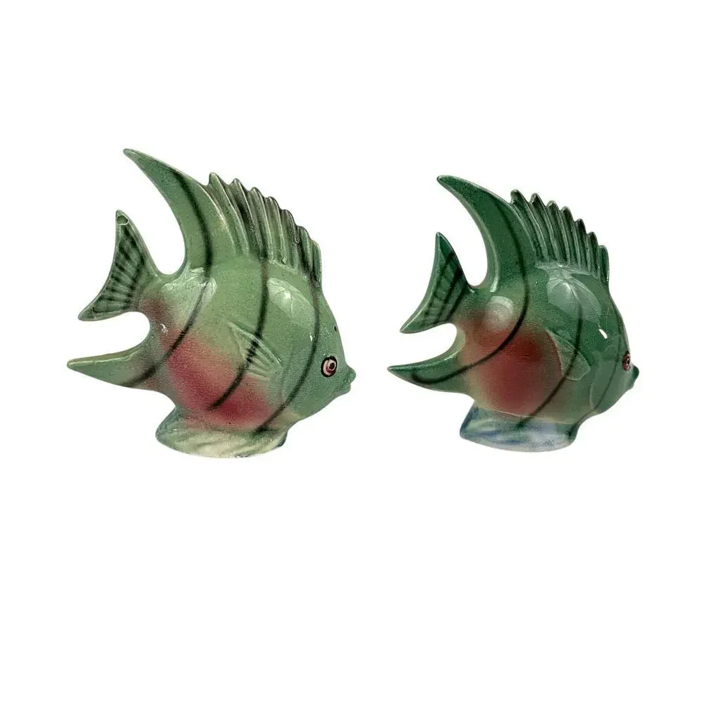 VTG Colorful Fish Salt & Pepper Shakers Stopper Ceramic Japan Mid Century Modern