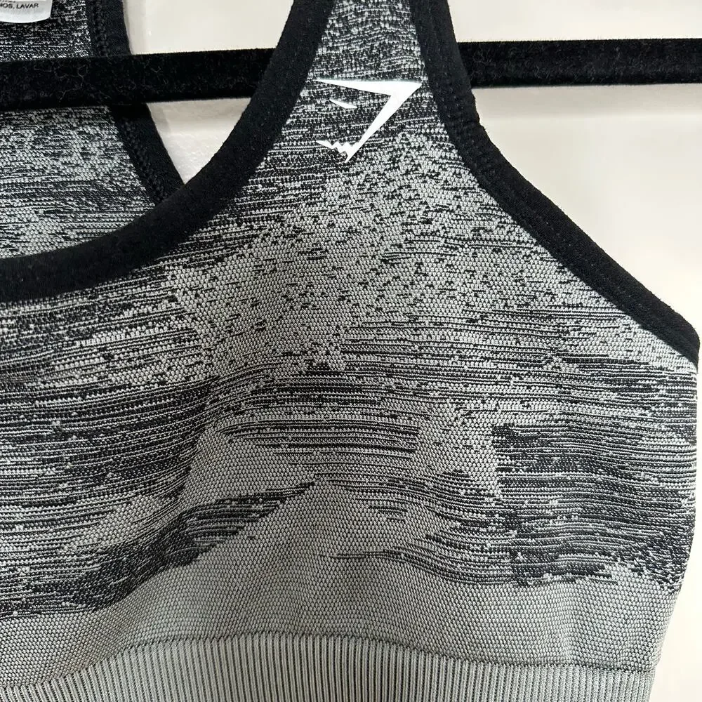 Gymshark Adapt Camo Seamless Sports Bra Womens‎ S Grey EUC Racerback Activewear