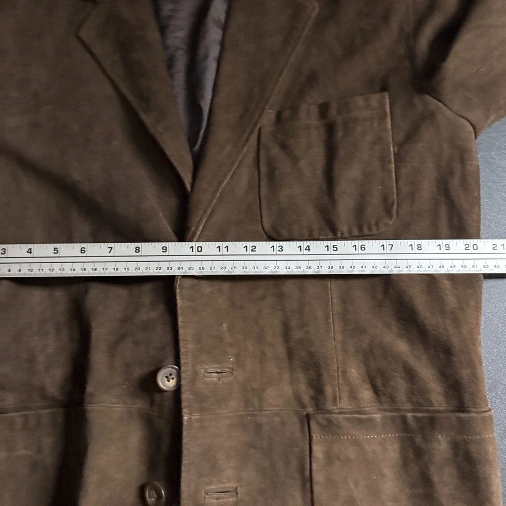 Territory Ahead Men's Large Tall Blazer Brown Solid Leather‎ Suede Jacket