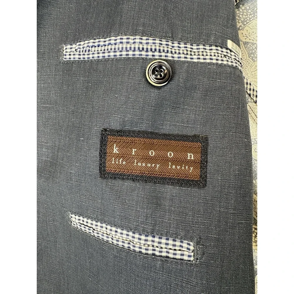 Kroon Bono Men's 40R Blue Linen Cotton Sport Coat Blazer 2 Button
