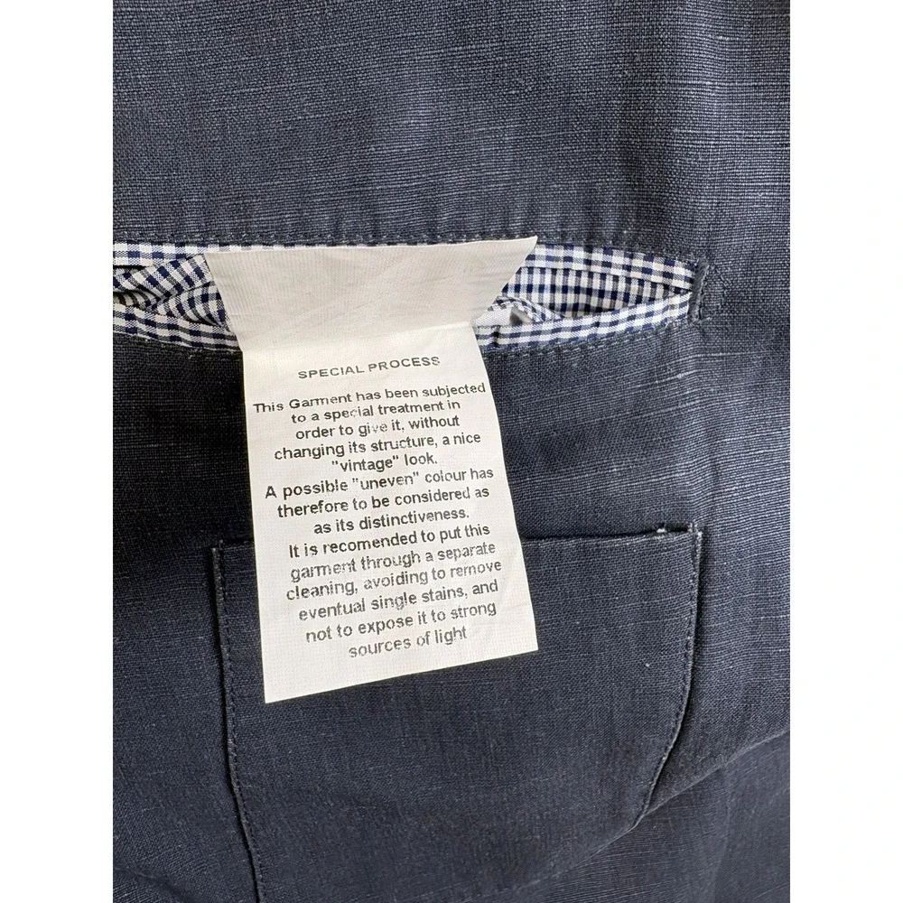 Kroon Bono Men's 40R Blue Linen Cotton Sport Coat Blazer 2 Button