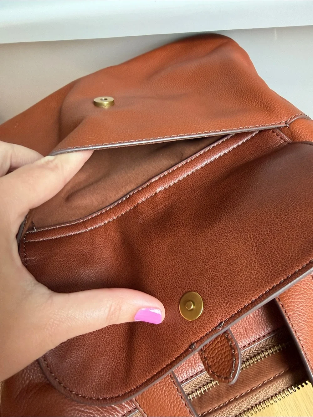 Fossil Rust Brown Leather Backpack Tote