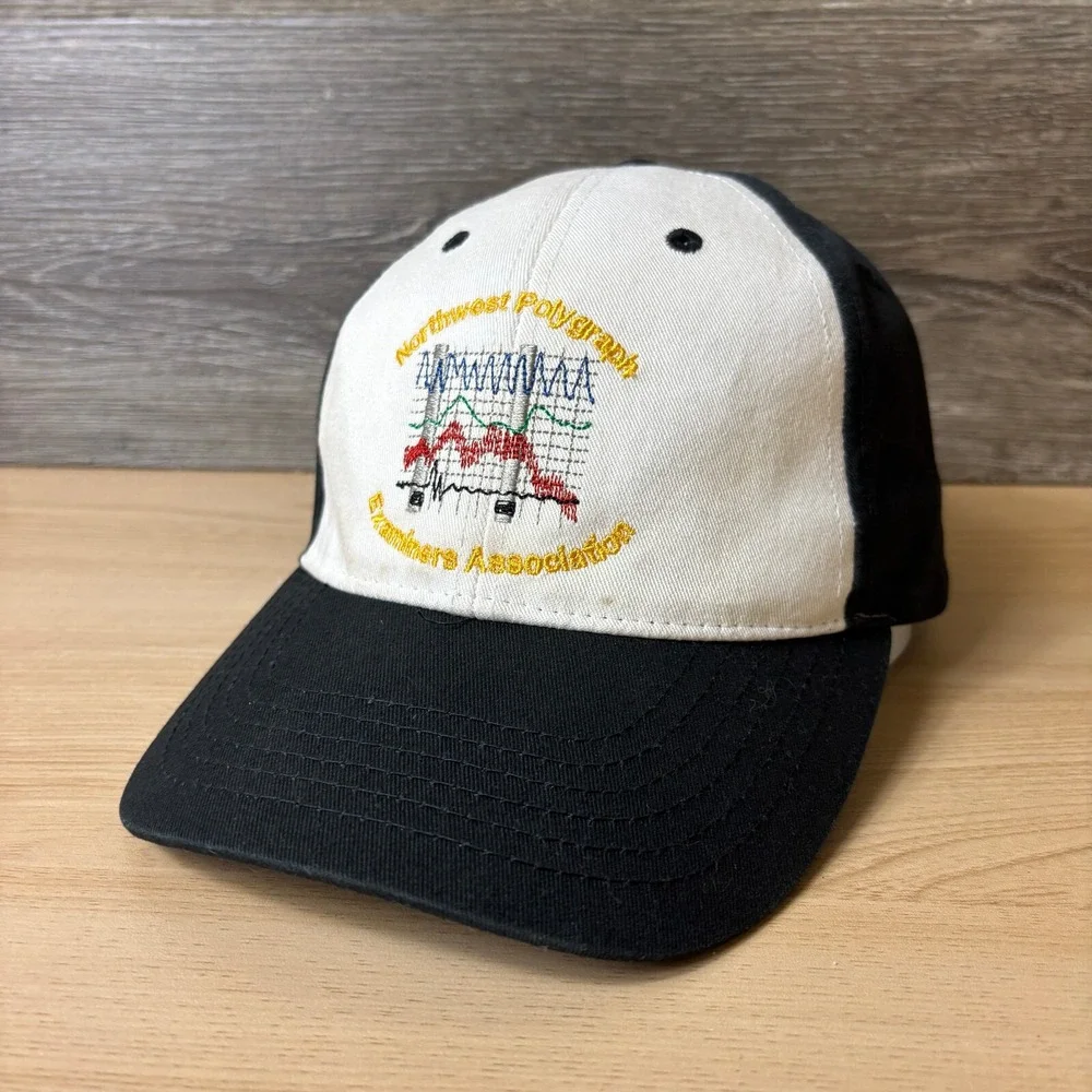Northwest Polygraph Examiners Hat Cap Strap Back‎ Black White Adjustable