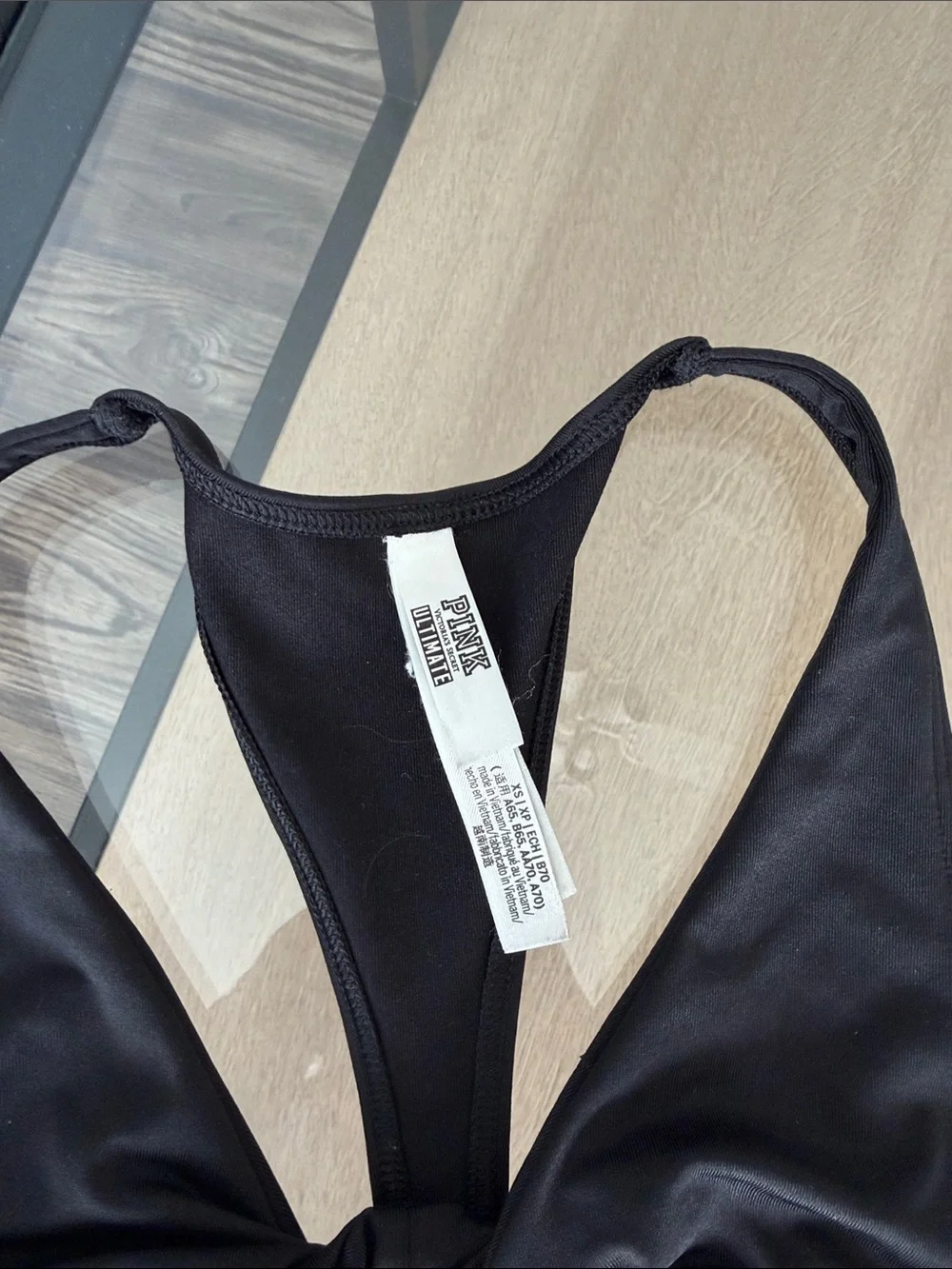 Black Racerback Sports Bra & Light Gray Ribbed Bike Shorts Set