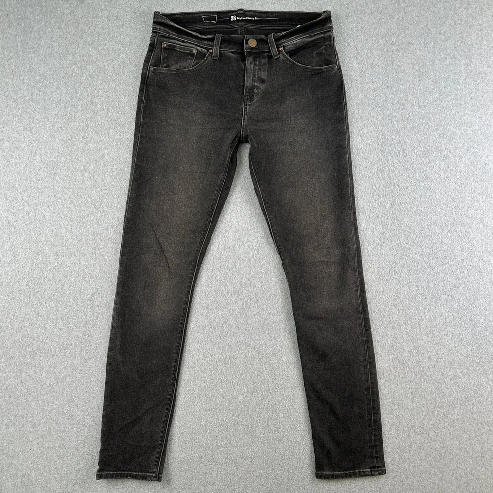 Levi's Jeans Womens 28 Black Boyfriend Skinny Fit Faded Denim Pants Mid‎ Rise