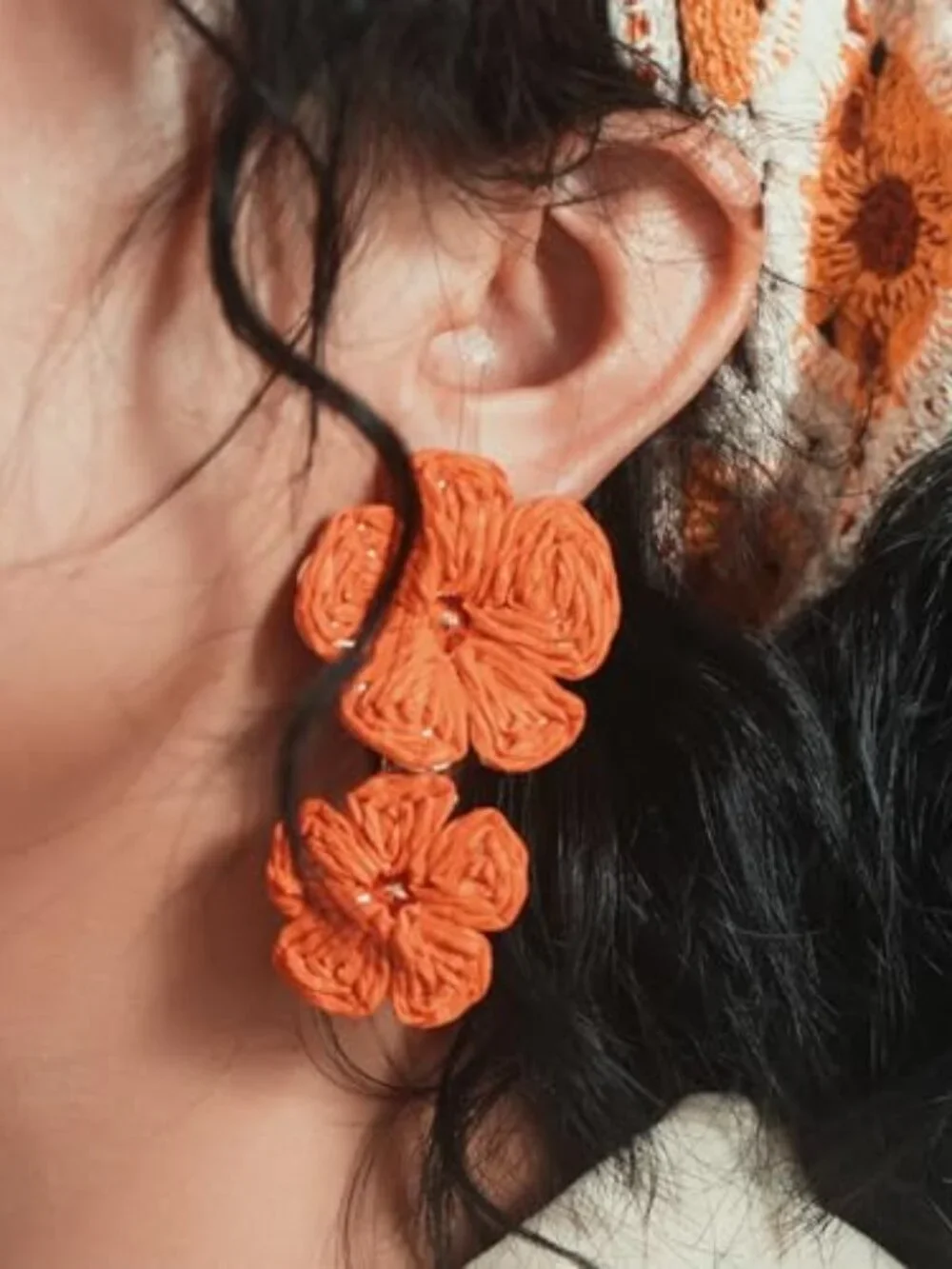 Boho Flower Earrings Statement Raffia Dangle Earrings Cute Floral Jewelry Trendy