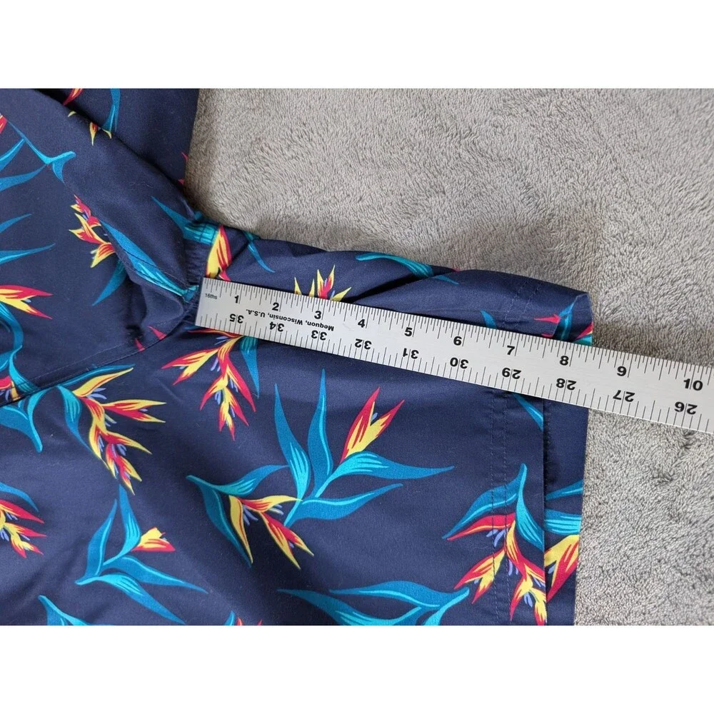 Lands End Swim Trunks Mens S Blue Tropical Floral Lined Drawstring Quick Dry