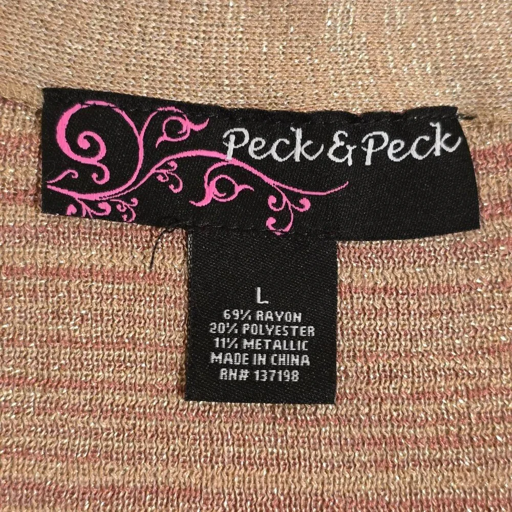 Peck & Peck Metallic Ombre Longline Open Front LS Cardigan