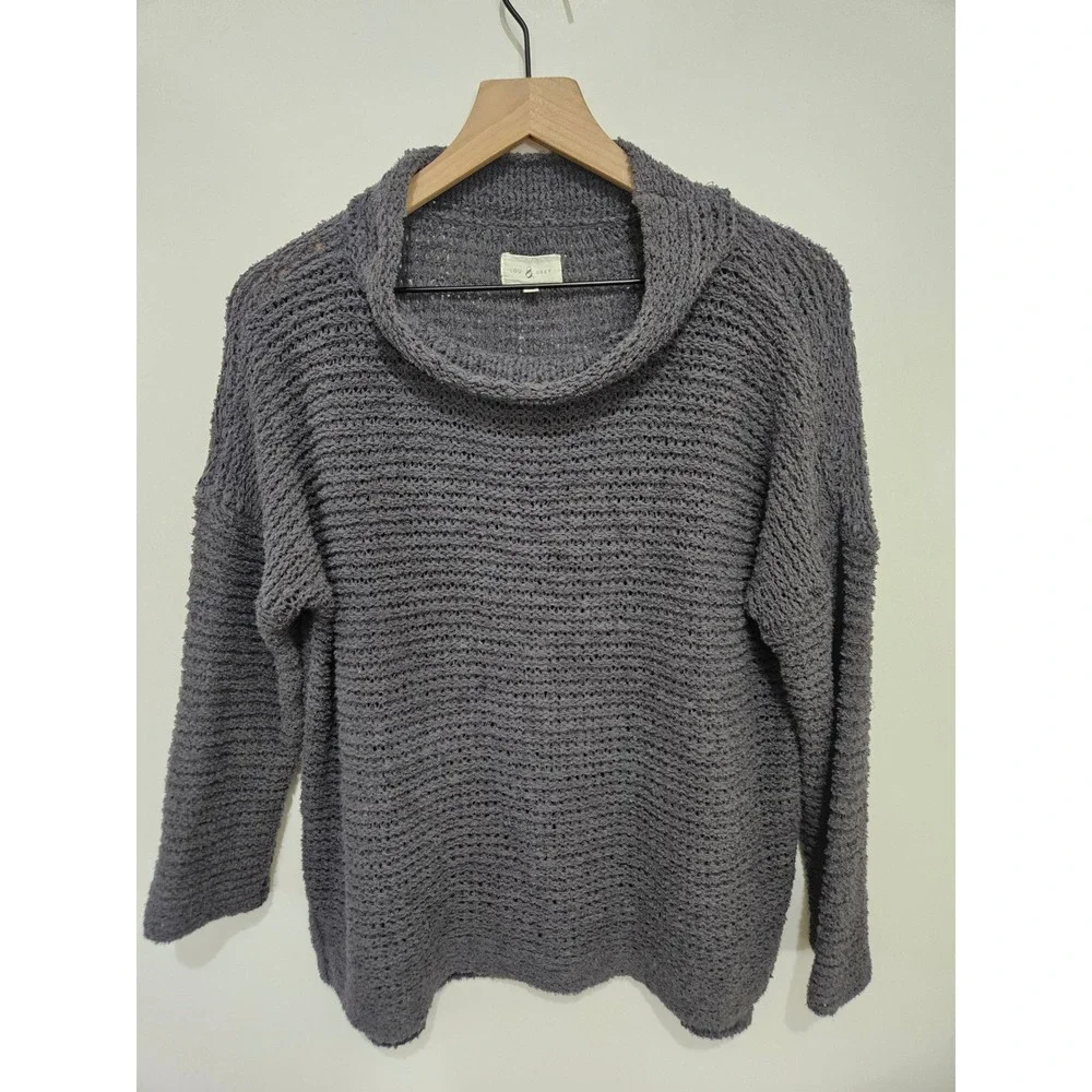 Lou & Grey Charcoal Gray Textured Cowl Neck‎ Knit Sweater Womens Medium