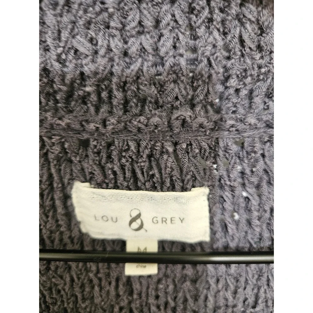 Lou & Grey Charcoal Gray Textured Cowl Neck‎ Knit Sweater Womens Medium