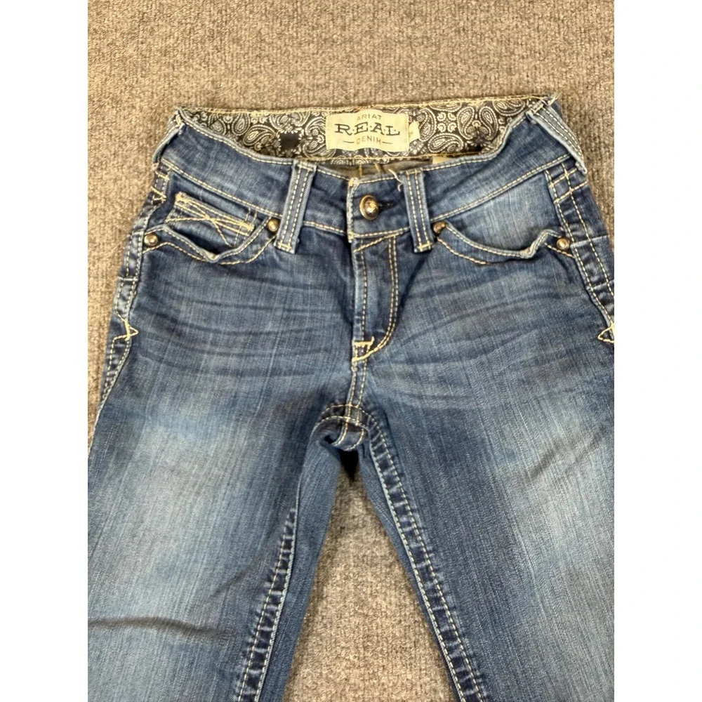 Ariat REAL Denim Womens 25R Embroidered Rhinestone Bootcut Jeans #3222